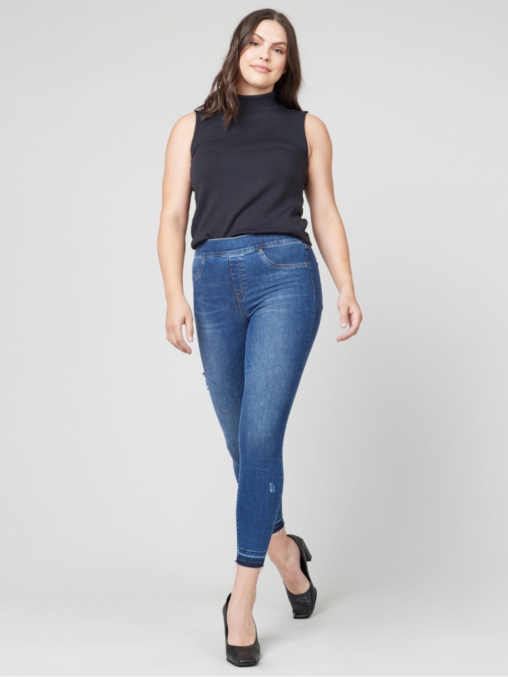SPANX Womens Distressed Skinny Jeans XL Medium Wash Shaping Smooth High Rise NEW